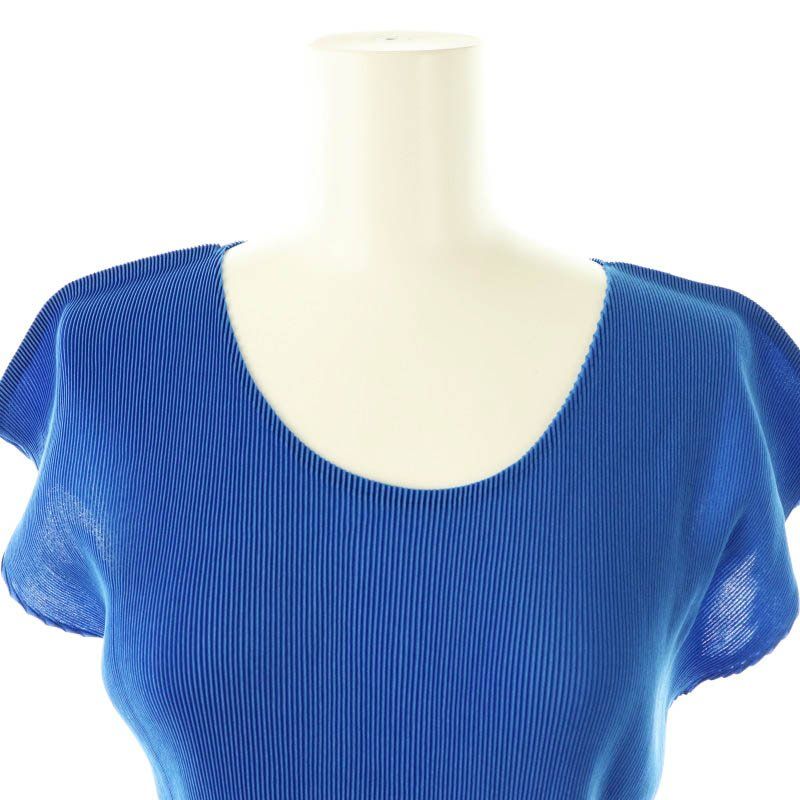 PLEATS PLEASE ISSEY MIYAKE◆ノースリーブカットソー/3/ポリエステル/BLU/無地/PP01FK341// プリーツプリーズ PLEATS PLEASE イッセイミヤケ プリーツ