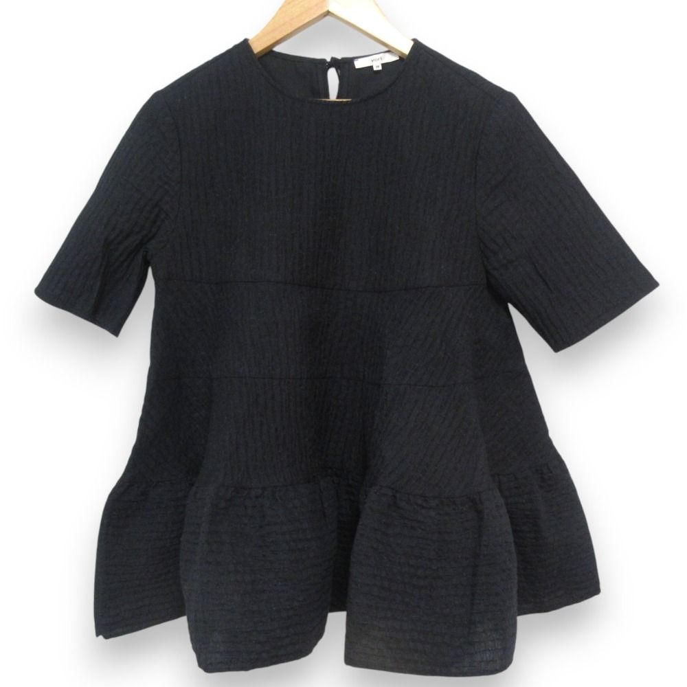 yori セレモニーリボンブラウス 36 ブラック yori リボンブラウス 黒