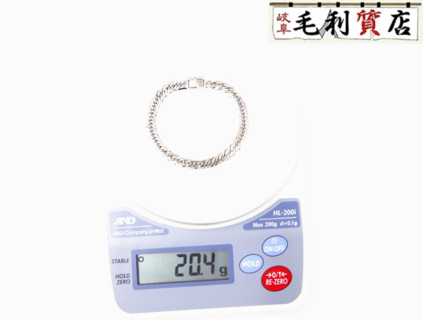 K18 キヘイ 喜平 ブレスレット 8面トリプル 20.4g 8メントリプル 18金 ホワイトゴールド 750 WG ジュエリー