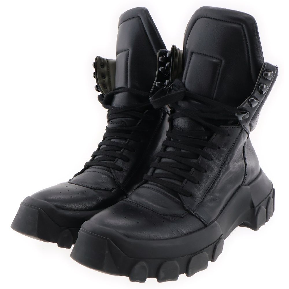 Rick Owens (リックオウエンス) TRACTOR DUNK BOOTS トラクターダンクブーツ レースアップハイカット レザーシューズ ブラック RU18F1875 LPO