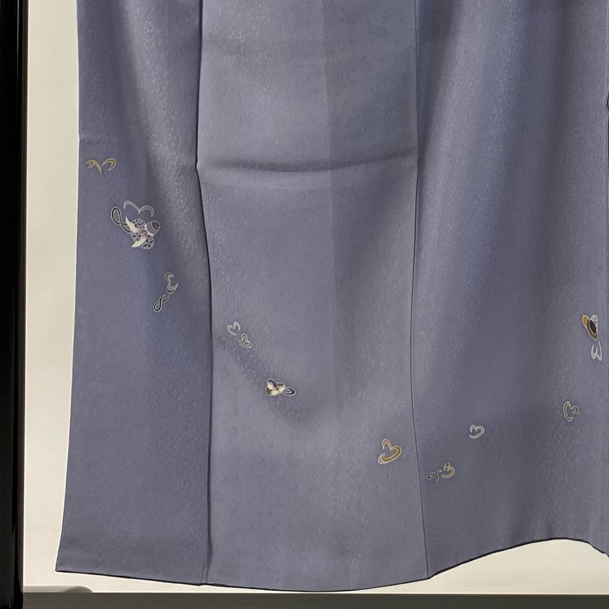 付下げ 身丈153cm 裄丈63cm S 袷 中谷文彦 加賀友禅 落款 帽子 地紋 青紫 正絹