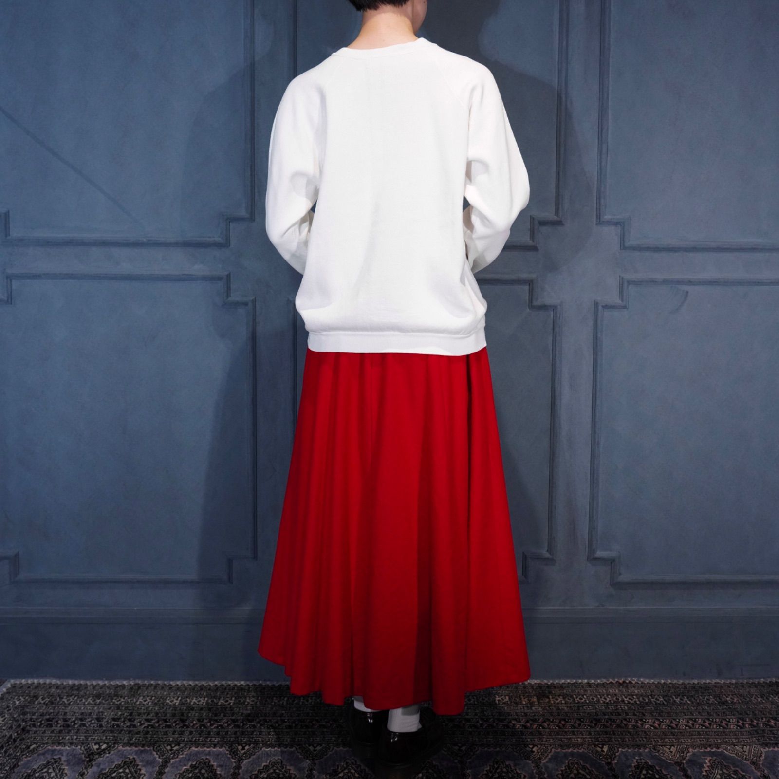  90’s USA VINTAGE RABBIT-TEDDY BEAR DOLLS CROSS STITCH DESIGN SWEAT SHIRT 90年代アメリカ古着うさぎとテディベア人形クロスステッチ刺繍デザインスウェット トレーナー スウェット トップス