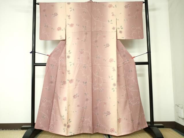 平和屋着物□上質な小紋 更紗花唐草文 暈し染め 正絹 逸品 DAAT7979ob  