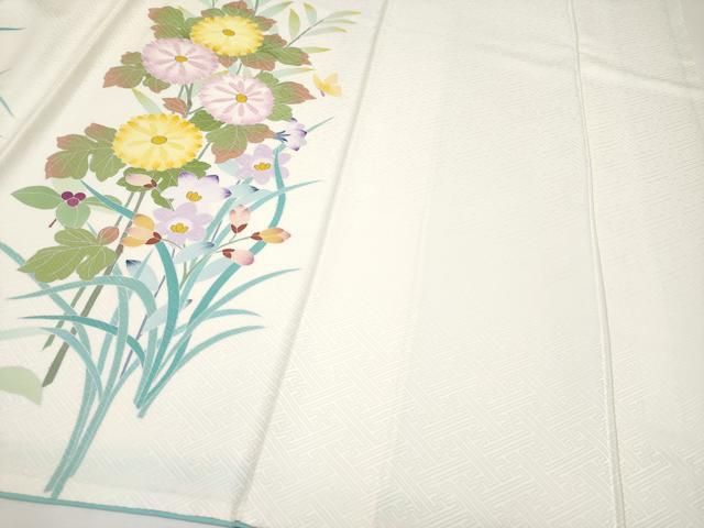 平和屋本店□極上 訪問着 花蝶文 銀彩 白地 逸品 CYAA3557s5 - メルカリ