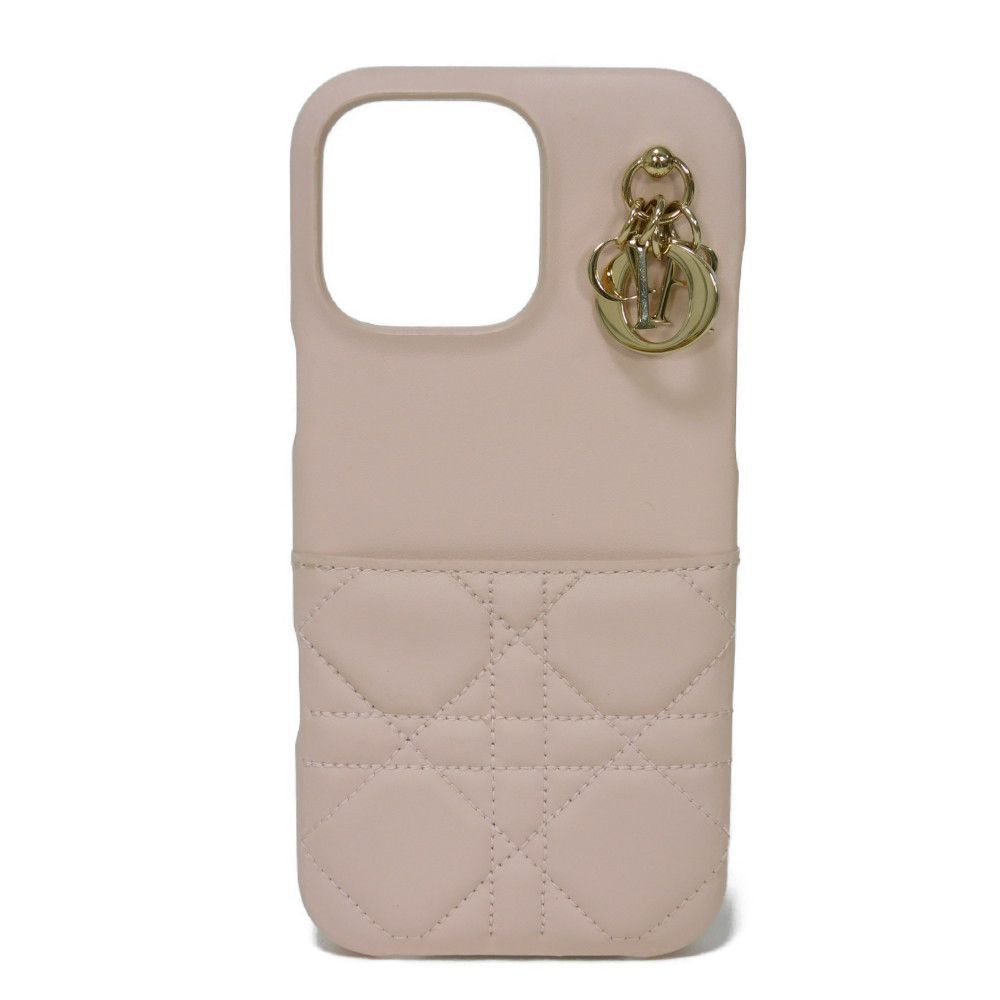 Dior ディオール LADY DIOR iPhone 16 PRO MAX ケース ロゴチャーム ステッチ ラムスキン カナージュ パウダーピンク スマホケース