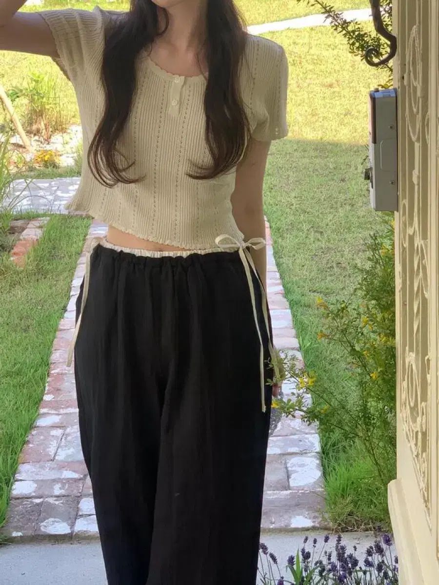 riette ミュール スラックス 黒 ショート