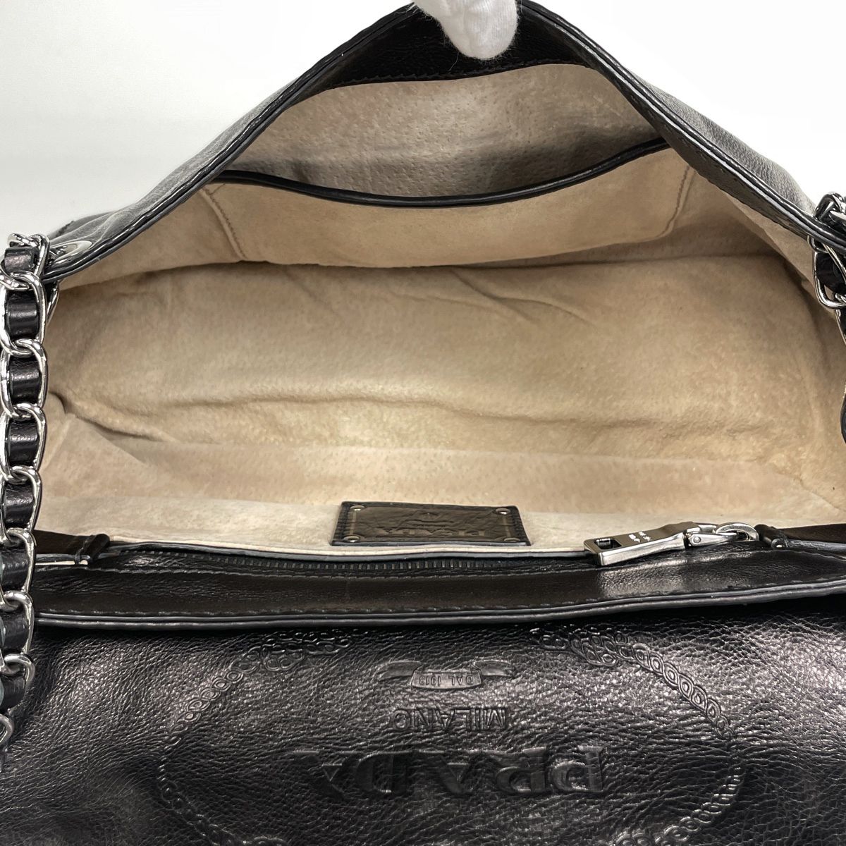 良品 プラダ ロゴ チェーン ショルダーバッグ レディース PRADA プラダ 