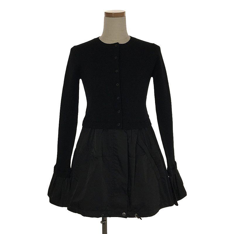 ENFOLD - 【美品】  ENFOLD / エンフォルド | 異素材 ドッキング レイヤード リブ カーディガン | 38 | ブラック | レディース ENFOLD / エンフォルド | 異素材 ドッキング レイヤード リブ