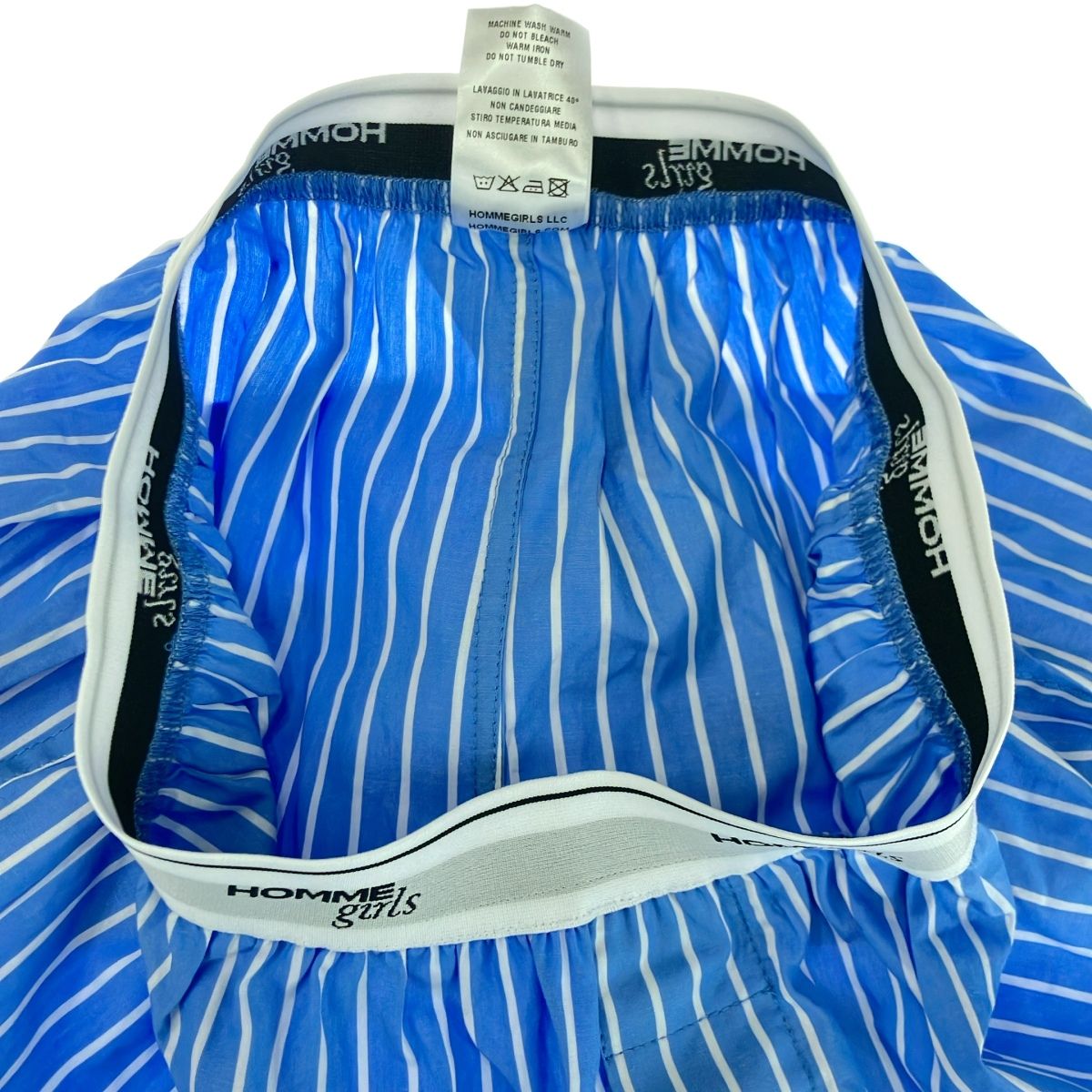 HommeGirls オムガールズ ストライプボクサーショートパンツ ブルー S