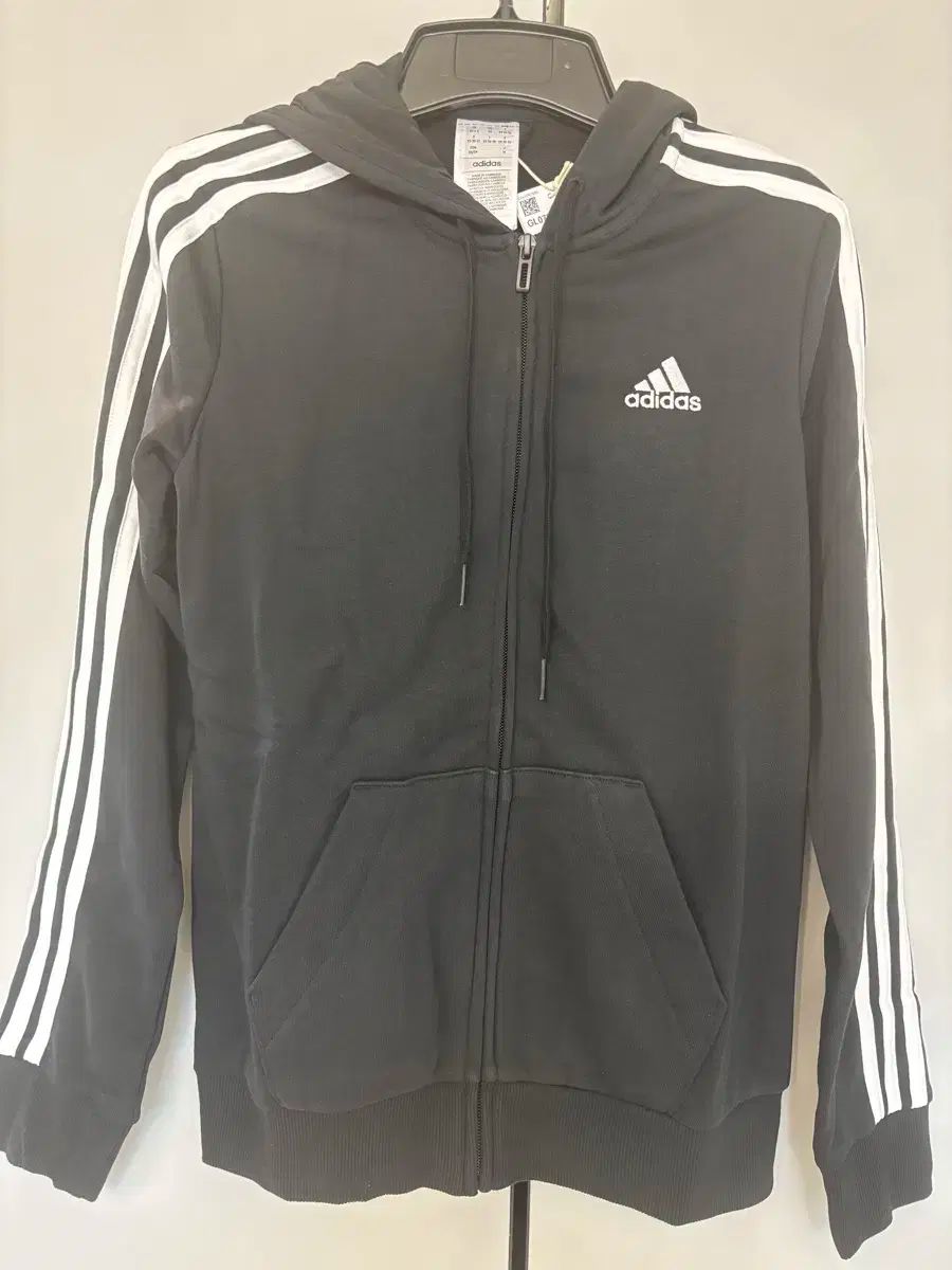 L adidas アディダス ウィンドブレーカー ジップアップ フード付きTシャツ フーディー ジャケット 黒 GL0792