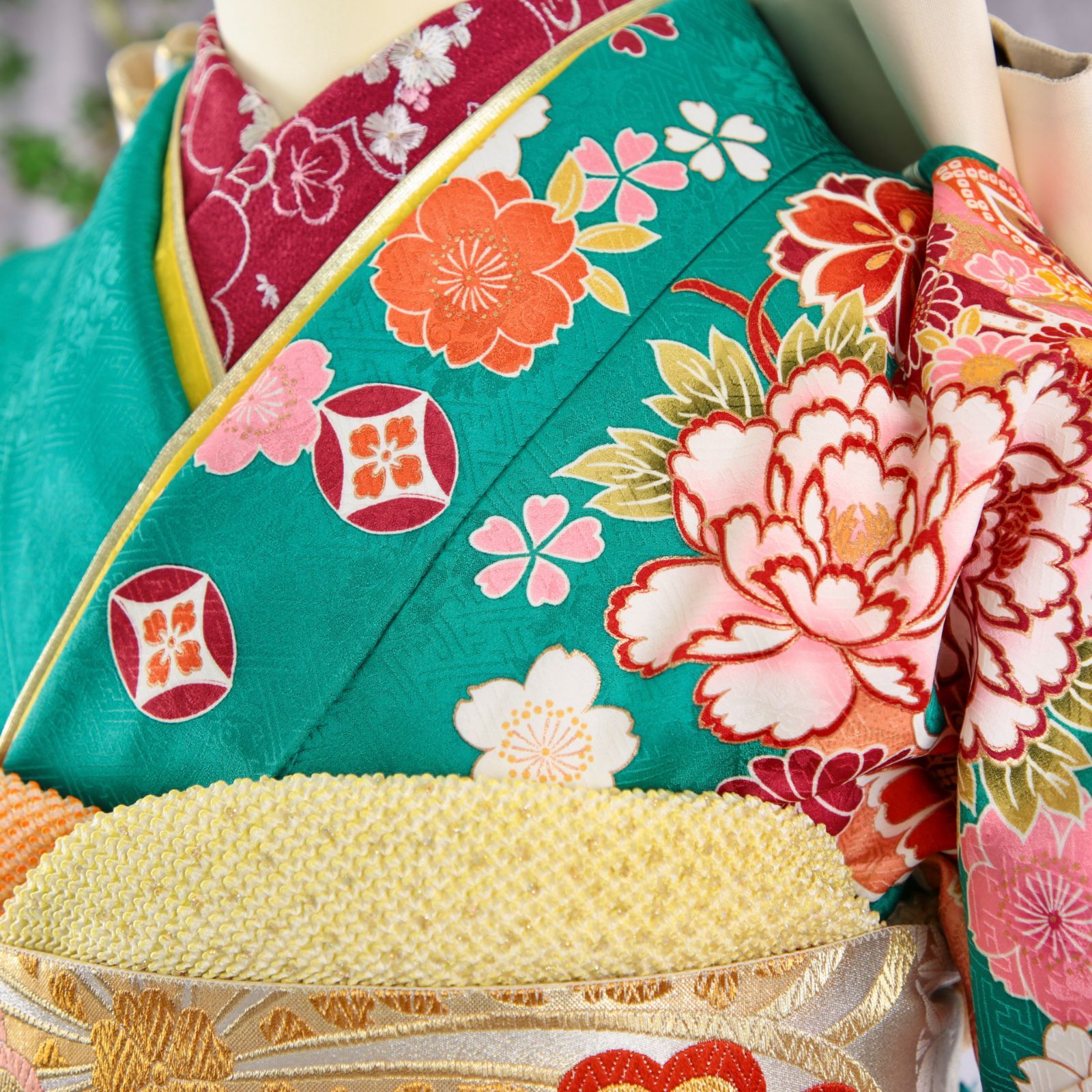 振袖フルセット 振袖セット 振袖 M～Lサイズ 緑×新古典 美品 成人式 