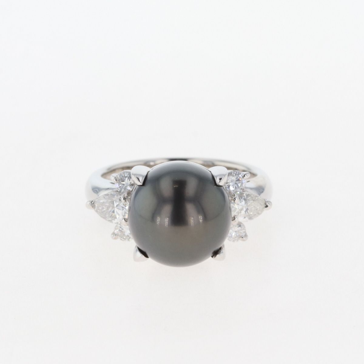 パール デザインリング プラチナ メレダイヤ 真珠 指輪 リング 11.5号