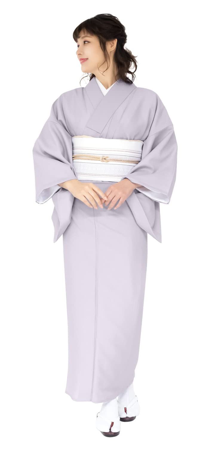 Size M_Color 白鼠 KYOETSU キョウエツ 着物 洗える 単衣 色無地 ちりめん生地 レディース M 白鼠