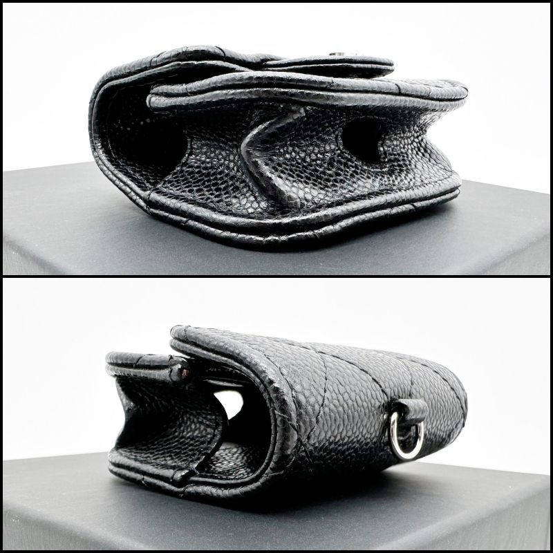 CHANEL マトラッセ　キャビアスキン　AirPods イヤホンケース CHANEL シャネル マトラッセ ココマーク キャビア 黒 イヤホン