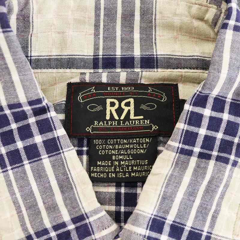 RRL ダブルアールエル 三つ星タグ コットン チェックシャツ L RRL - ダブルアールエル 90s 赤3星 初期タグ オールド 長袖 チェック
