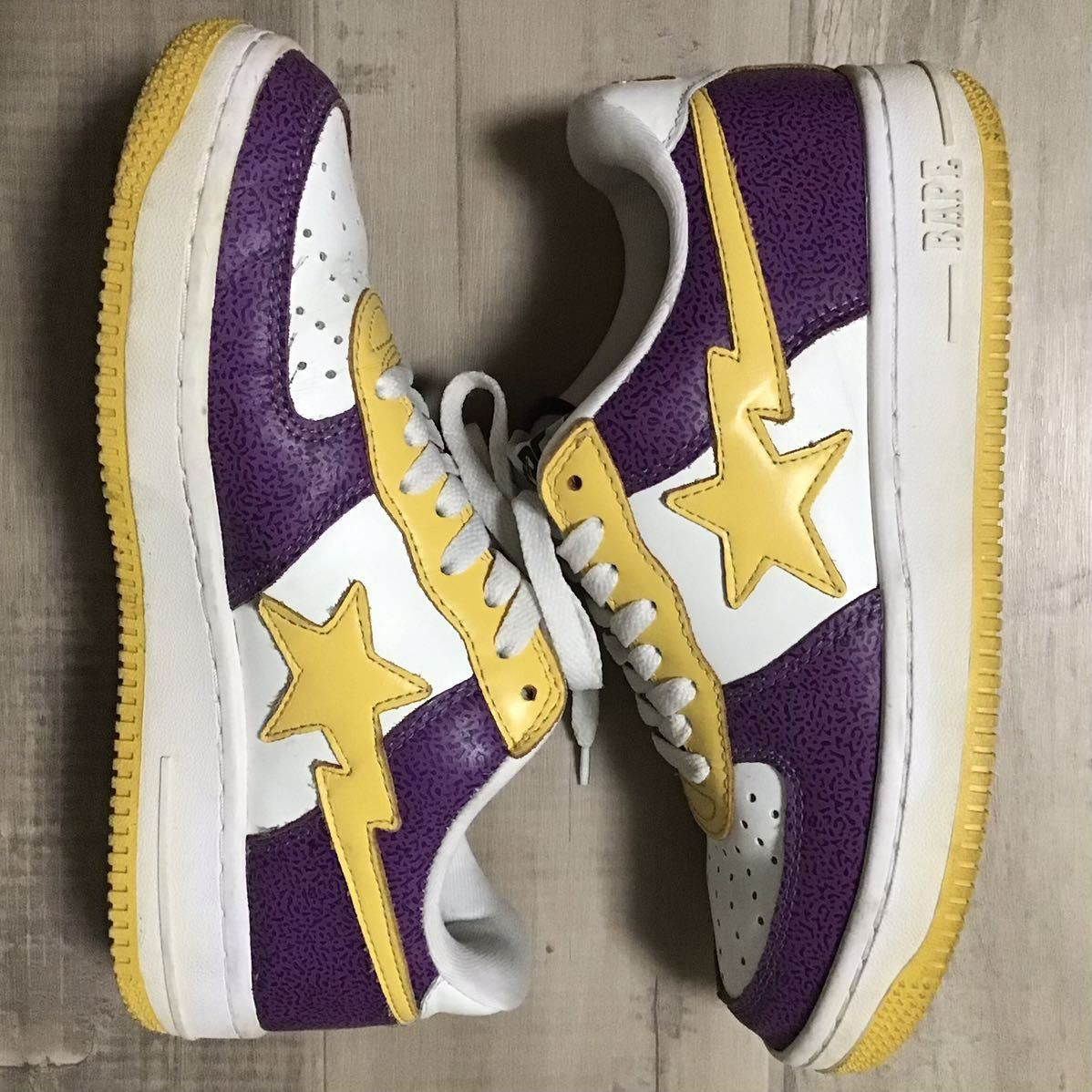 ☆Lakersカラー☆ レザー BAPESTA スニーカー 26cm US8 a bathing ape 