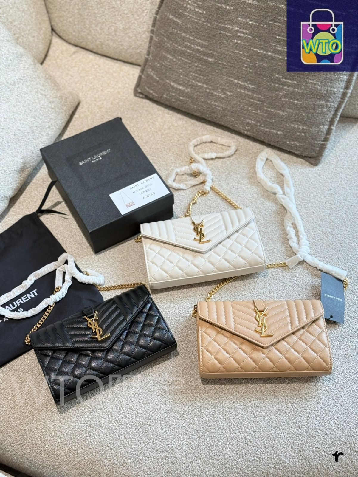 今日特価】YSL Saint Laurent New Envelope Bag Small Grain