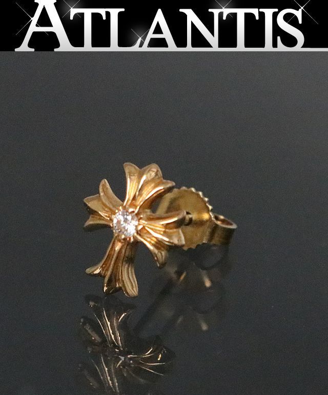 22kクロスダイヤ6Pピアスノーブランド CHROME HEARTS クロムハーツ ベビーファット クロス ピアス 22k