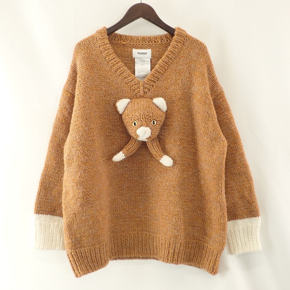 doublet ダブレット 21AW30KN50 STUFFED CAT HAND-KNITTING PULLOVER 