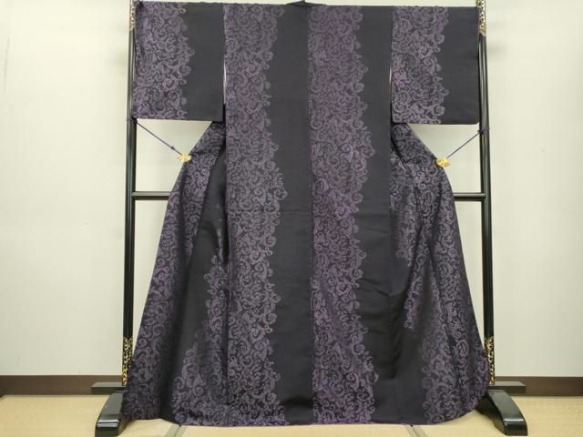 平和屋着物●訪問着　総絞り　花唐草文　黒地　正絹　逸品　未使用　CAAU2472yc 平和屋着物○訪問着 総絞り 花唐草文 黒地 正絹 逸品 未使用