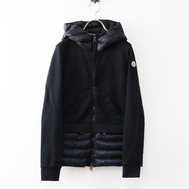 モンクレール MONCLER MAGLIA CARDIGAN スウェット切替ダウンジャケット S｜ブラック 羽織り アウター 前開き 長袖 2400014575644