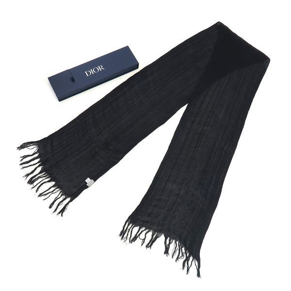 DIOR ストール　黒　確実正規品 ディオール ストール 黒 27×227cm ユニセックス - メルカリ