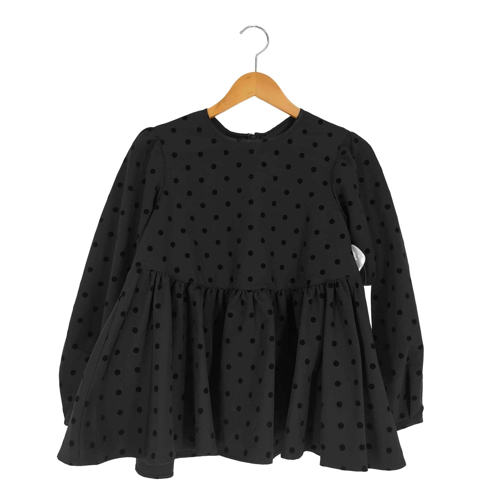 PICCIN(ピッチン) フロッキードットペプラムブラウス レディース JPN：S  中古 古着 0742 ピッチン PICCIN フロッキードットペプラムブラウス レディース
