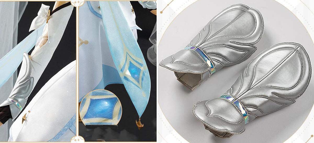 豊富な品揃え。 五次元 高品質 手甲付き シフォン素材 豪華版2020 実物撮影 原神 Genshin 旅人さん 女主人公 蛍 コスプレ衣装 コスチューム 風 仮装 靴 ウ BJ0927ML03