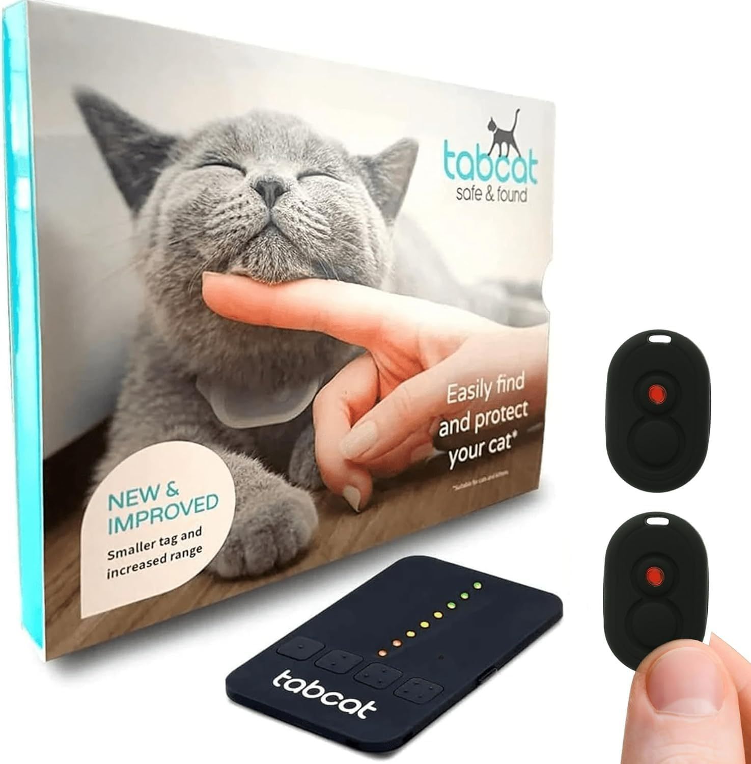 正規輸入品 Tabcat v2 ペット猫|子猫トラッカー – より長い範囲と小さなタグ GPSよりも正確 日本語取扱い説明書付＆メーカー1年保証付 Tabcat v2 ペット猫|子猫トラッカー セット品