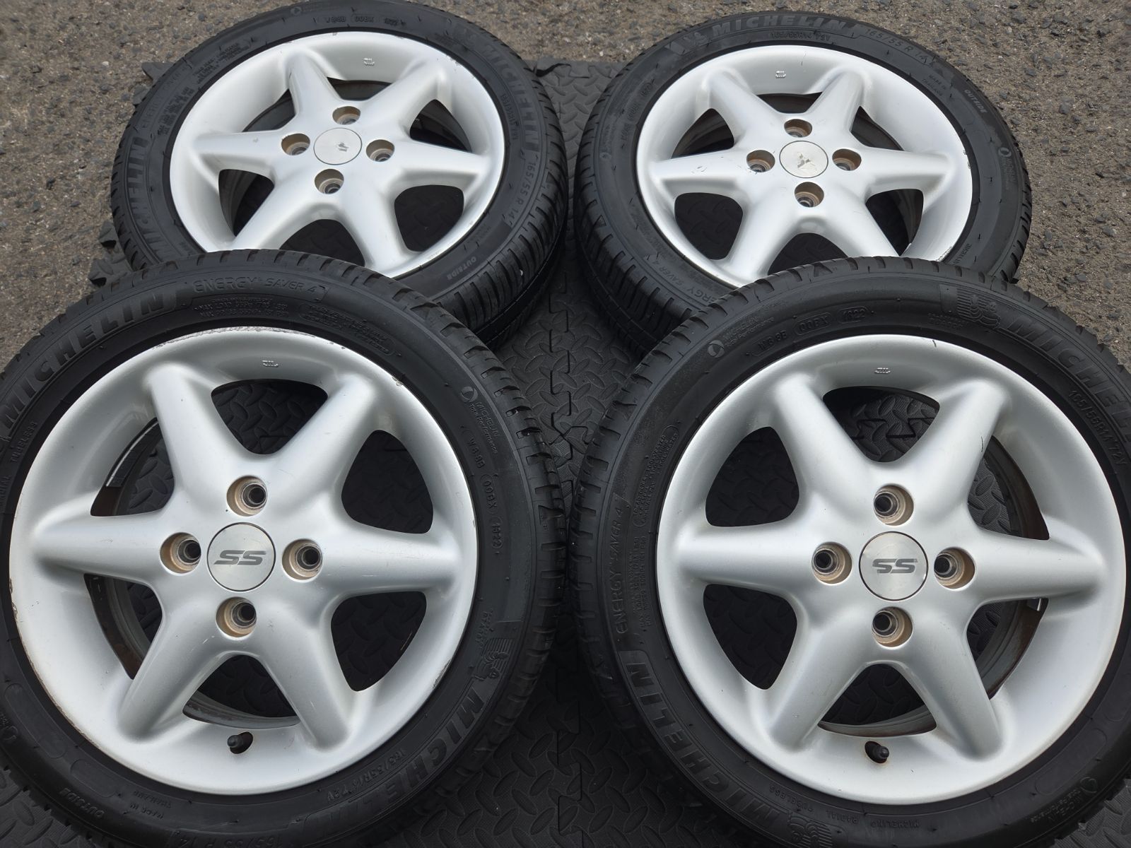 スズキ ラパン SS 純正 アルミホイール 22年製タイヤ 165|55R14 14×4.5J 50 PCD100 4穴 4本セット