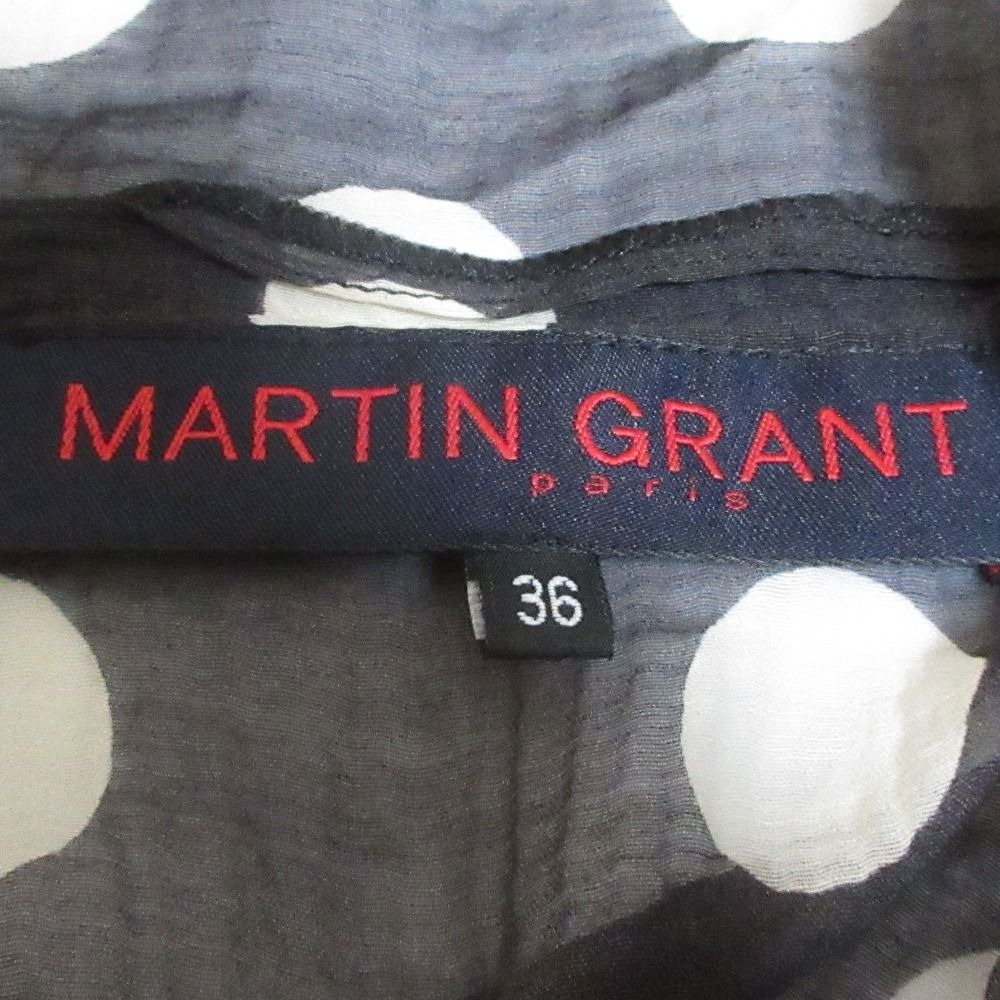 良品 MARTIN GRANT マーティングラント ドット柄 半袖 プルオーバー シアーブラウス チュニック サイズ36 グレー ネイビー レディース 古着 中古 良品 MARTIN GRANT マーティングラント ドット柄 半袖 プル
