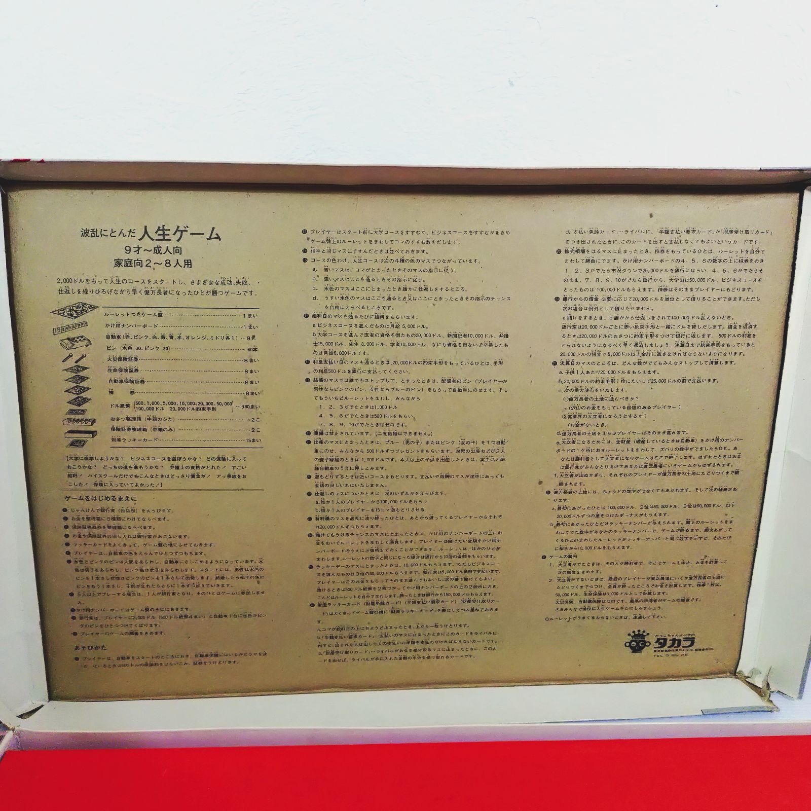 【人生ゲーム初代版】波乱にとんだ人生ゲーム 完品 昭和レトロ タカラのアメリカンゲーム 人生ゲーム初代版の