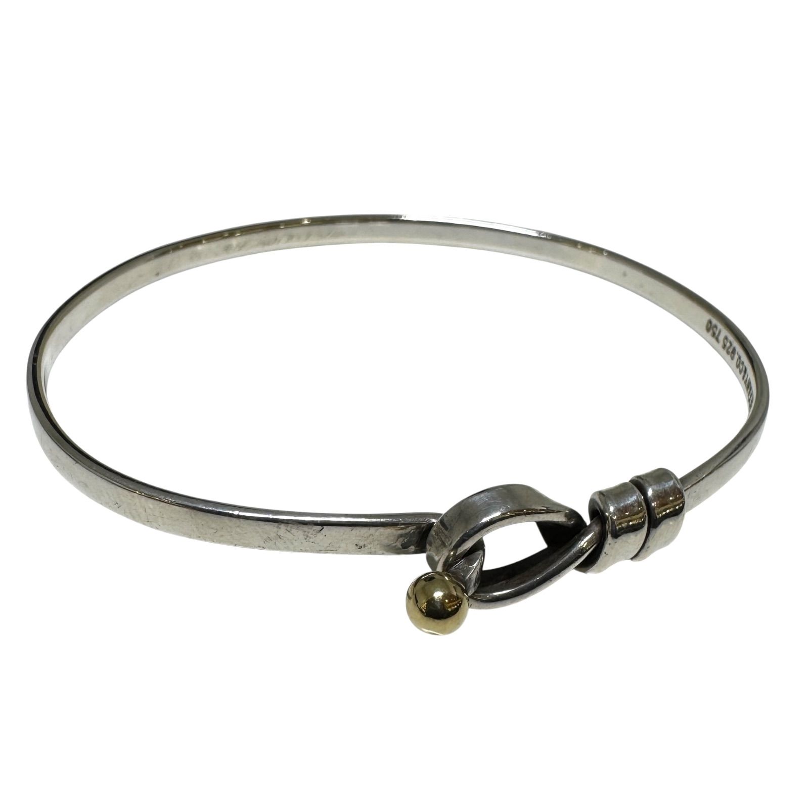 極美品★ティファニー バングル フック＆アイ コンビ 925/750 ロゴ 刻印 TIFFANY ティファニー フック&アイ バングル 925/750 コンビ シルバー