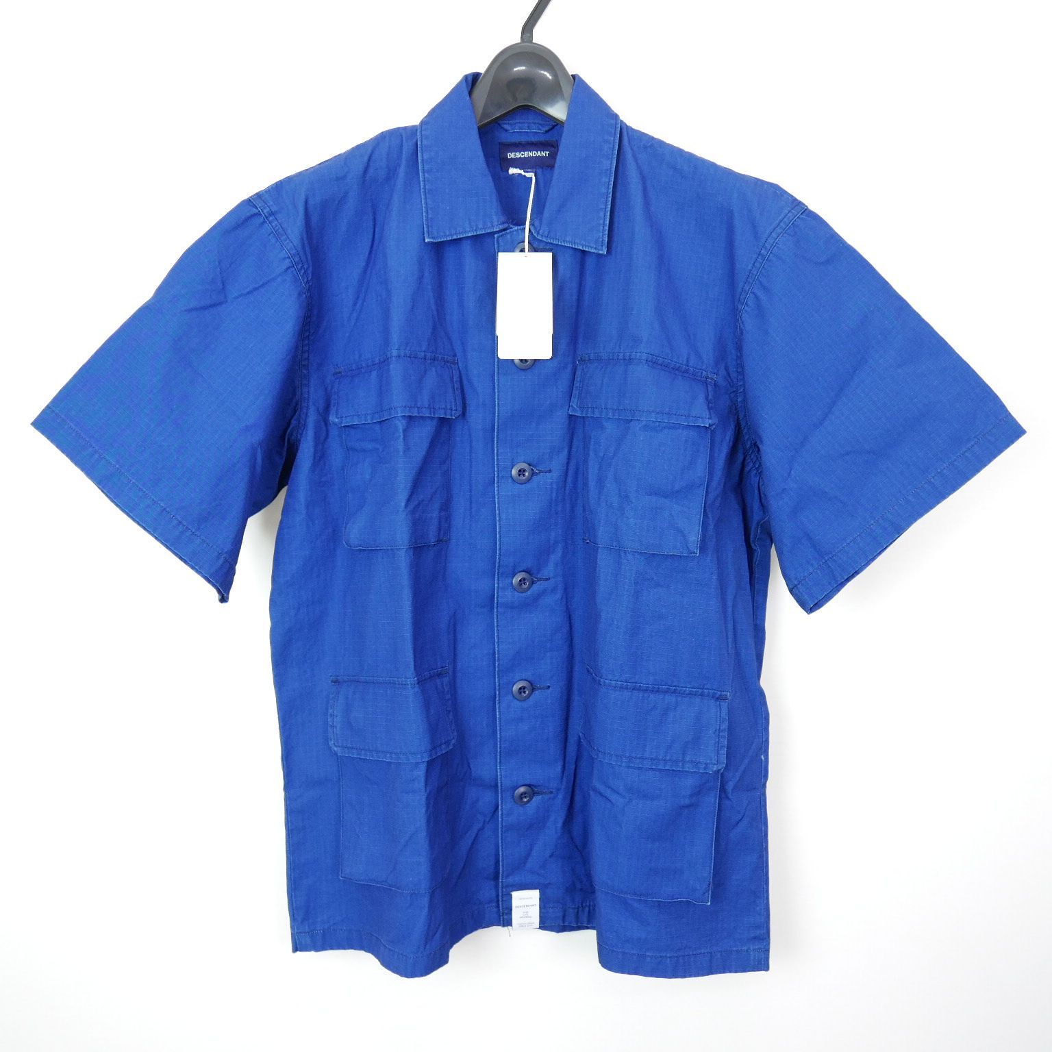 18SS DESCENDANT ディセンダント DWU/RIPSTOP SS SHIRT ユーズド加工 コットン 半袖 シャツ INDIGO 2