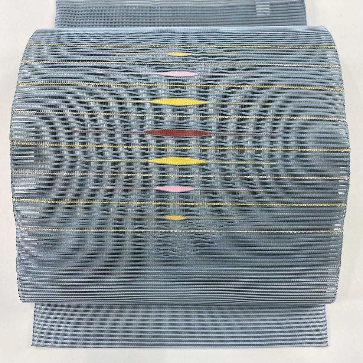 名古屋帯 秀品 夏帯 絽 八寸名古屋帯 松葉仕立て 縞 幾何学模様