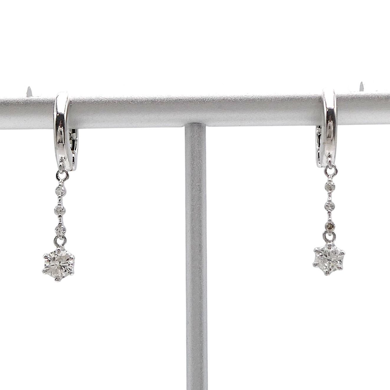 K18WG フープ ピアリング ダイヤモンド0.22ct/0.22ct K18WG フープ ピアリング ダイヤモンド0.22ct/0.22ct