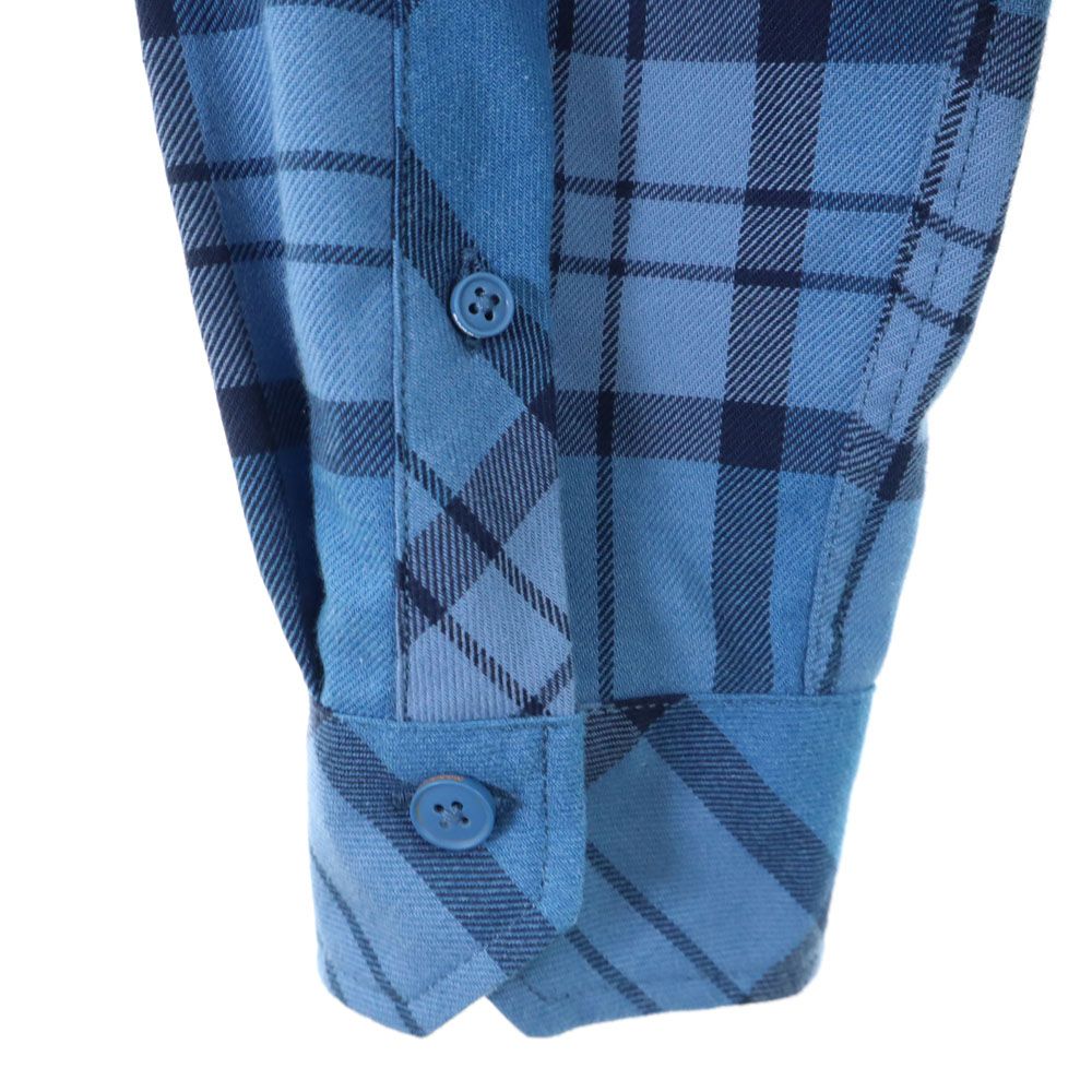 マムート Belluno チェック柄 長袖シャツ メンズXL ブルー系 ロゴ刺繍