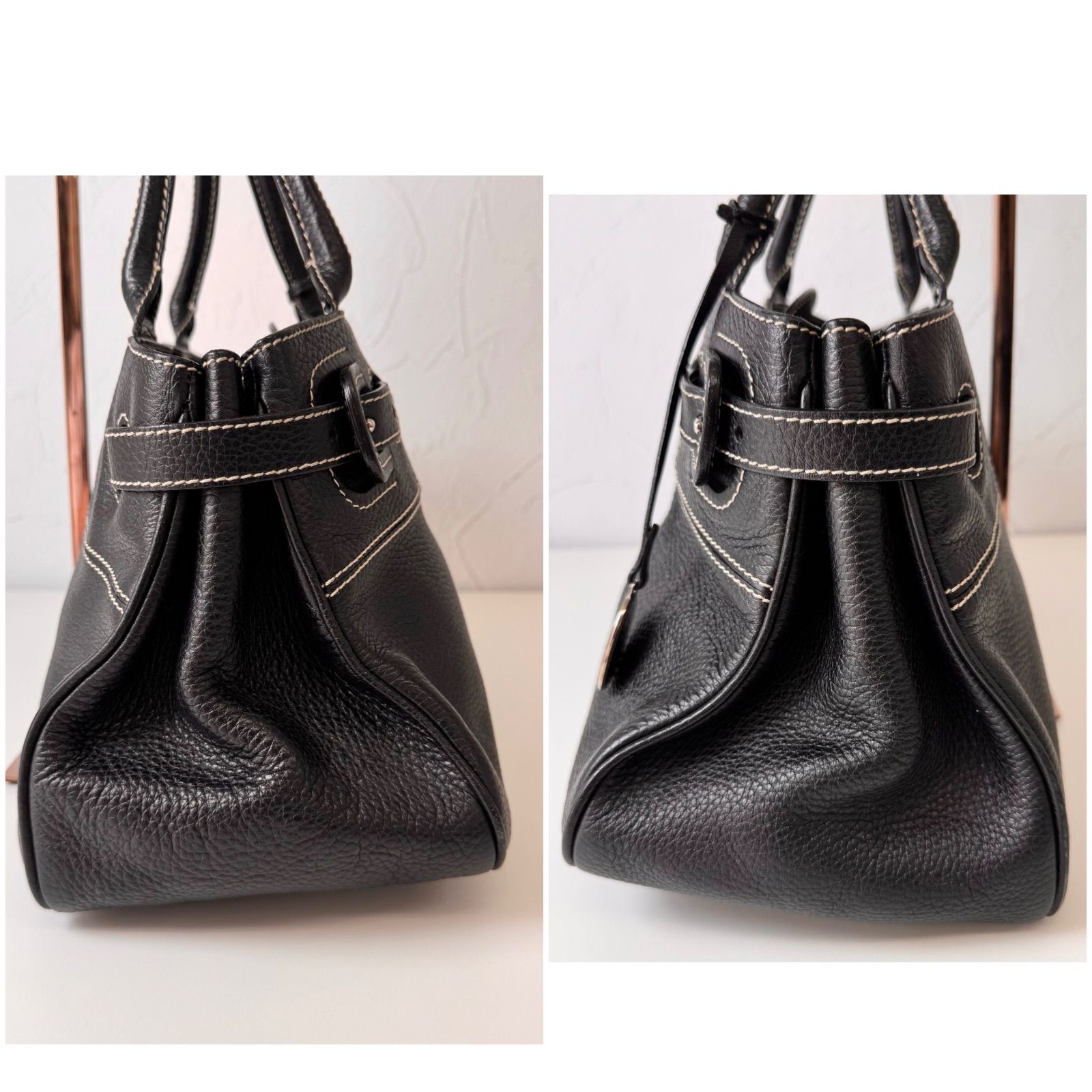 ✨Bランク TOD'S トッズ トートバッグ Tote bag シボ革 ベルト