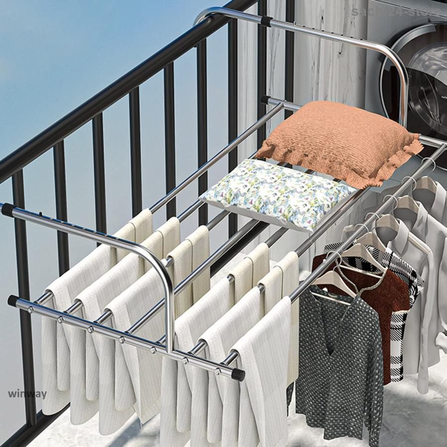 ベランダ 手すり、窓用物干しラック、ヒーター乾燥ラック、バルコニー乾燥靴台、引っ掛け式物干しスタンド、ステンレス製ウィンドウハンガー、タオルハンガ