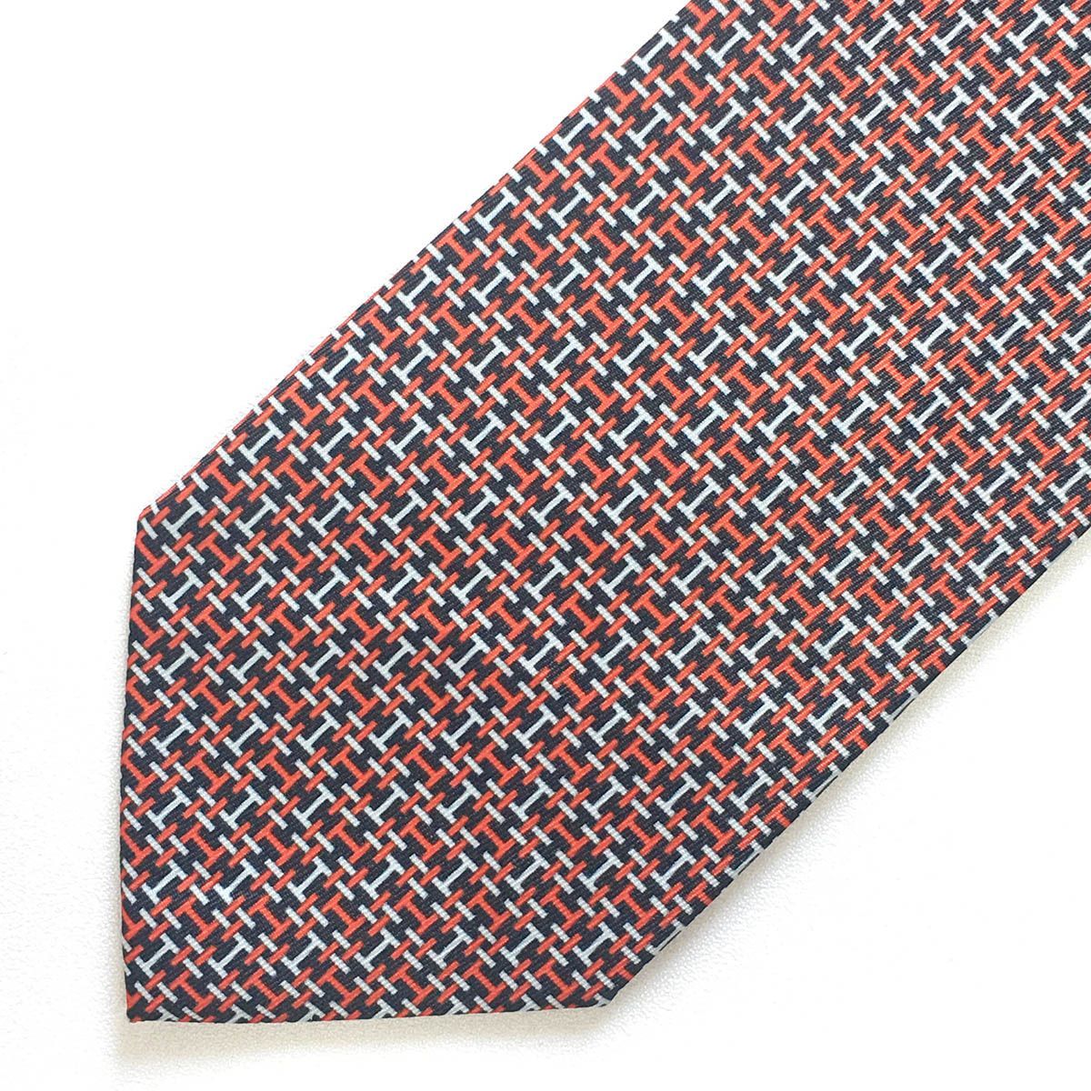 美品 エルメス HERMES ネクタイ シルク100% フランス製 H柄 レッド 美品 エルメス HERMES ネクタイ シルク100% フランス製 レッド