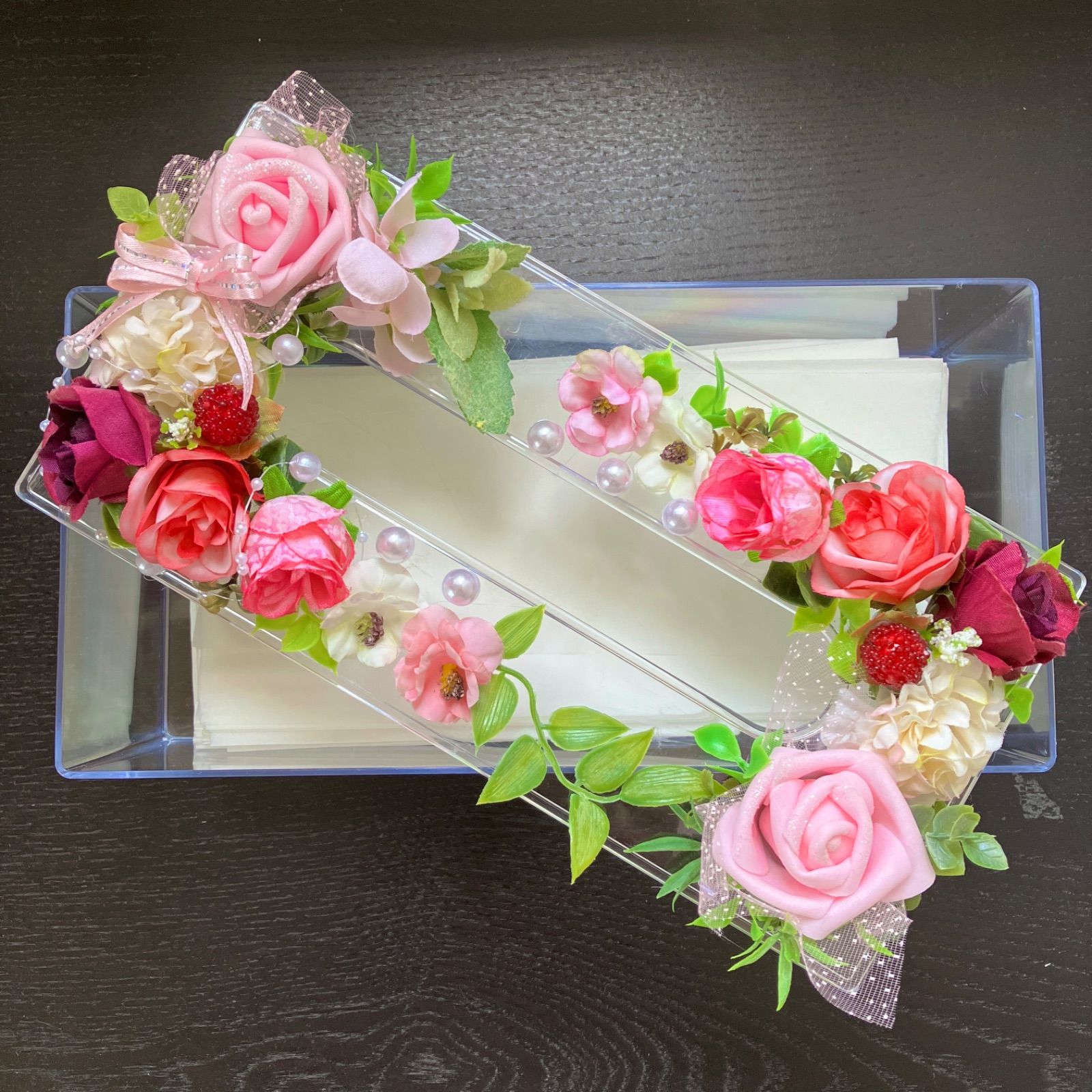 ❇︎フラワーティッシュボックス❇︎pink❤️プリンセス風