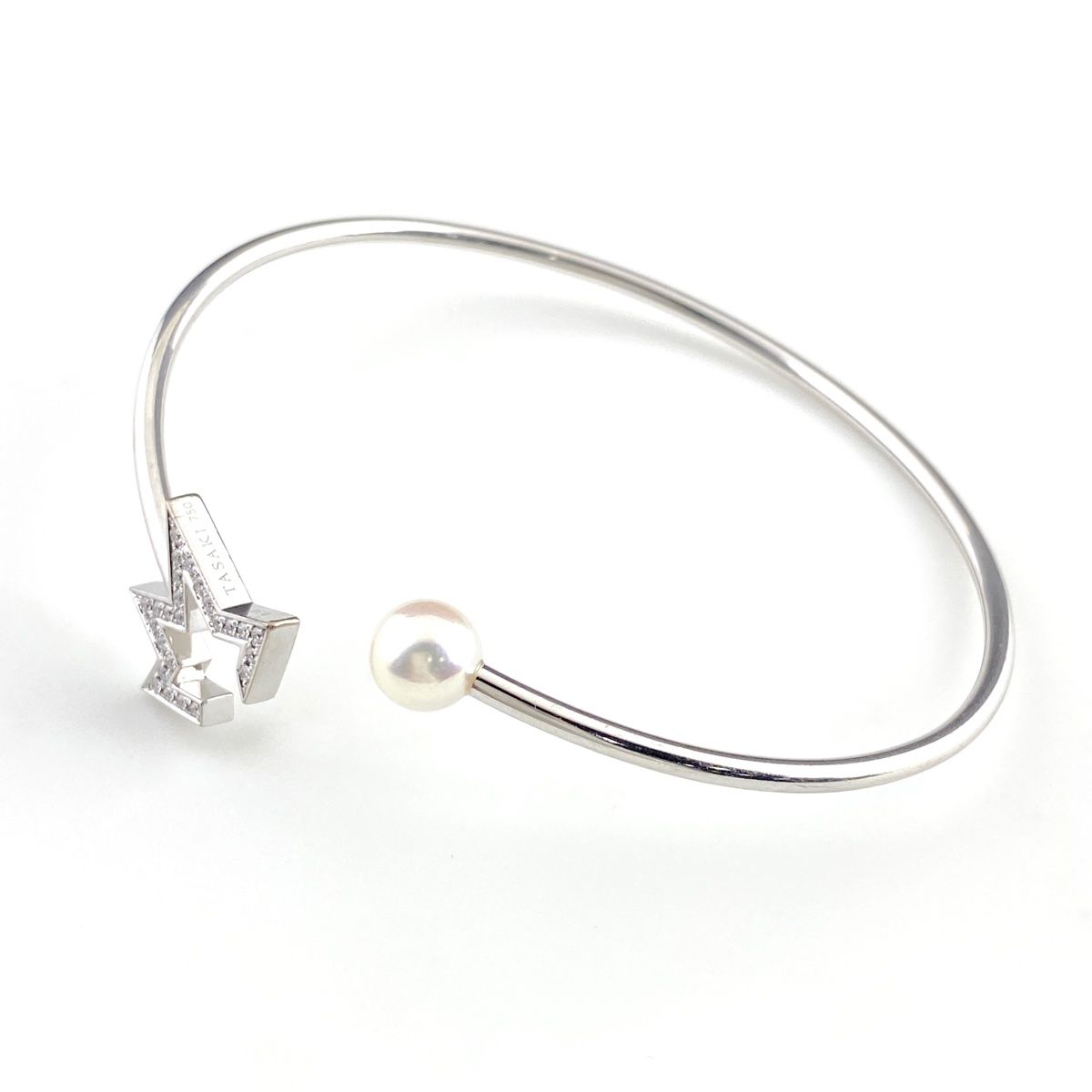 タサキ TASAKI コメットプラス バングル 腕輪 パール 真珠 メレダイヤ ブレスレット 750 パール ダイヤモンド レディース