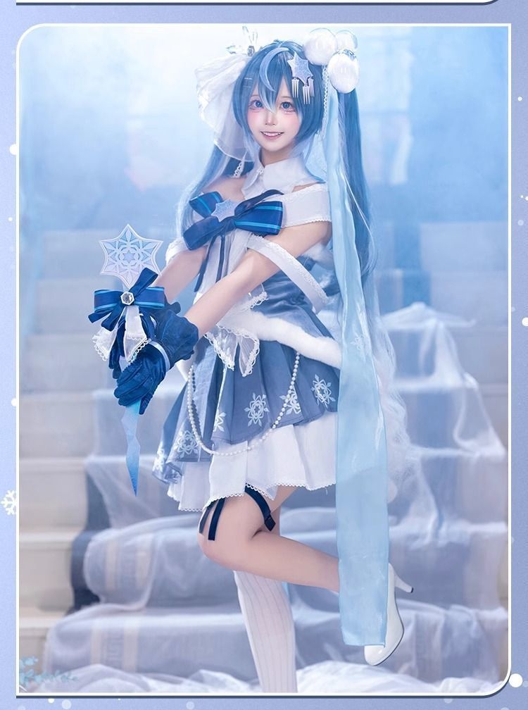 初音ミク 雪ミク2025 コスプレ衣装 フルセット ゲーム＆アニメ風