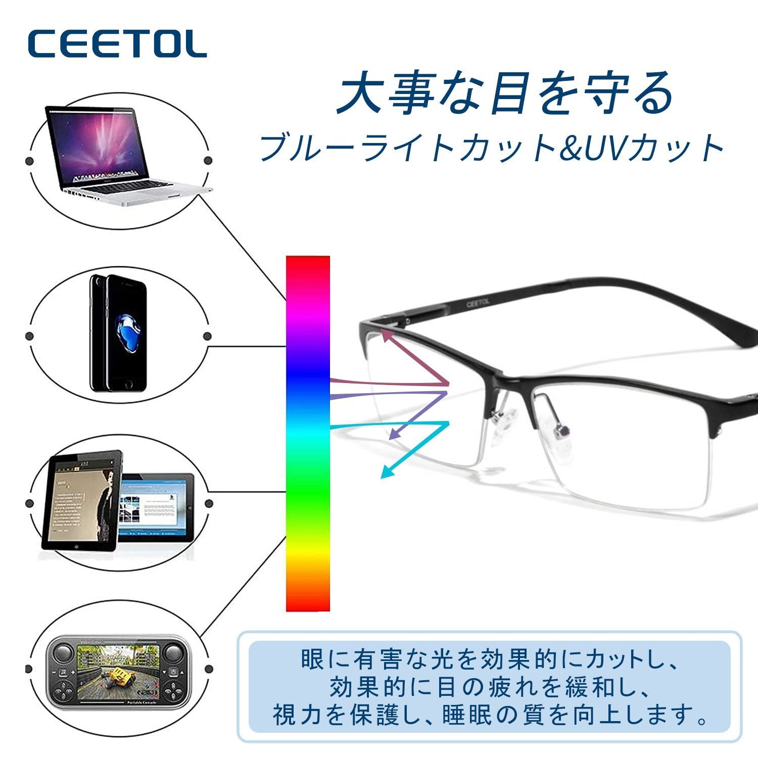 【色: ブラック-327】CEETOL ブルーライトカットメガネ パソコン用メガ