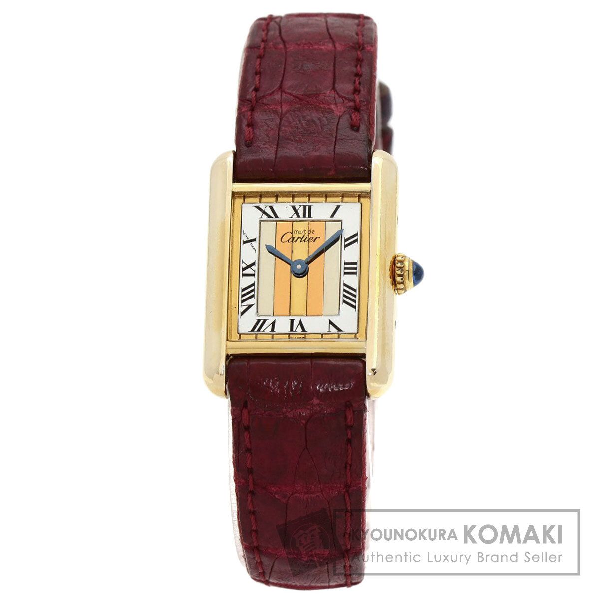 CARTIER カルティエ マストタンク SM ヴェルメイユ 腕時計 SV 革 レディース