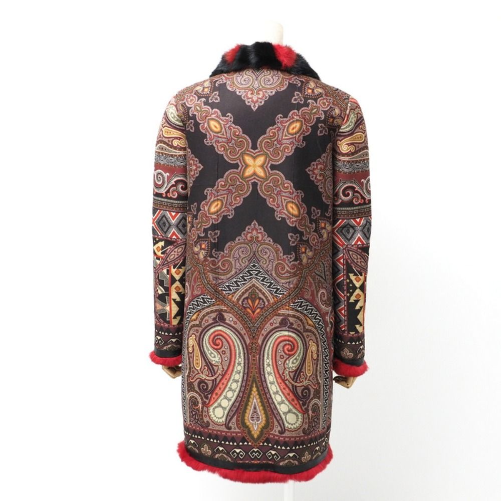 ETRO エトロ コート サイズ40 リバーシブル ペイスリー ラビットファー ミンク襟 毛皮 イタリア製 ブランド古着 20251010 RA1561