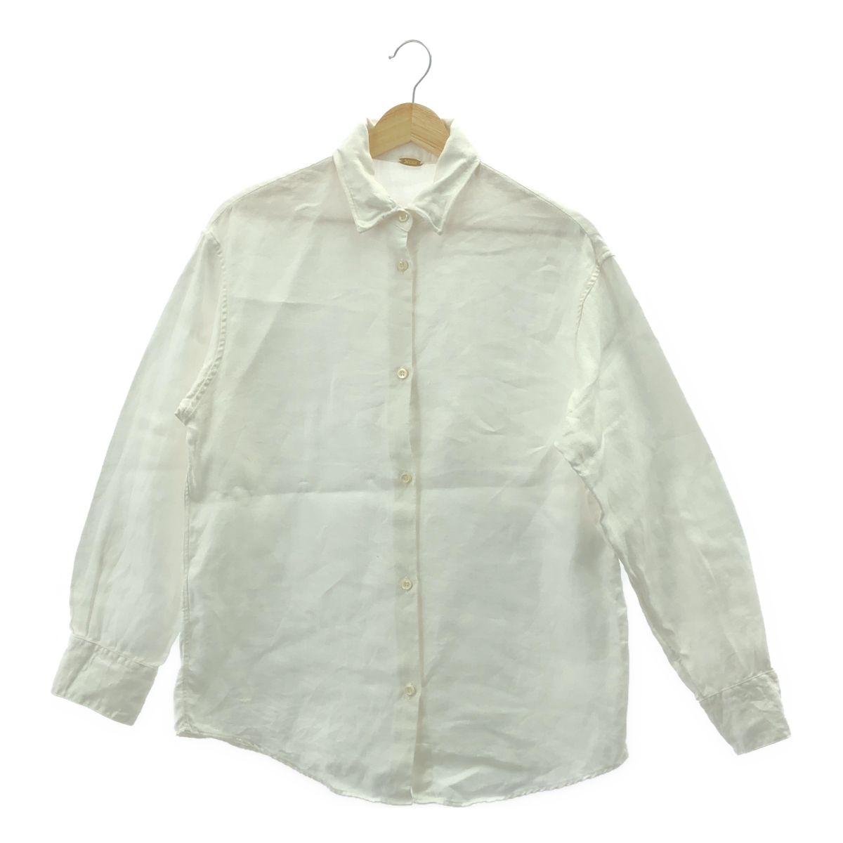 美品 MUSE de Deuxieme classe リネンシャツ ホワイト MUSE de Deuxieme Classe / ミューズドゥーズィーエムクラス