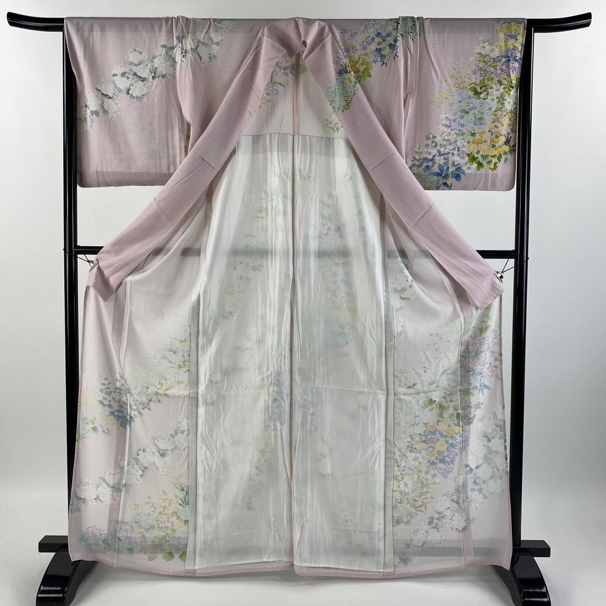 バイセル 着物 美品 名品 訪問着 ピンク 翠山工房 辻が花 草花 松 ぼかし 正絹 袷 167cm Lサイズ ☆☆☆☆ 訪問着 身丈154cm 裄丈62cm S 袷 翠山工房 落款 辻ヶ花 ぼかし 薄