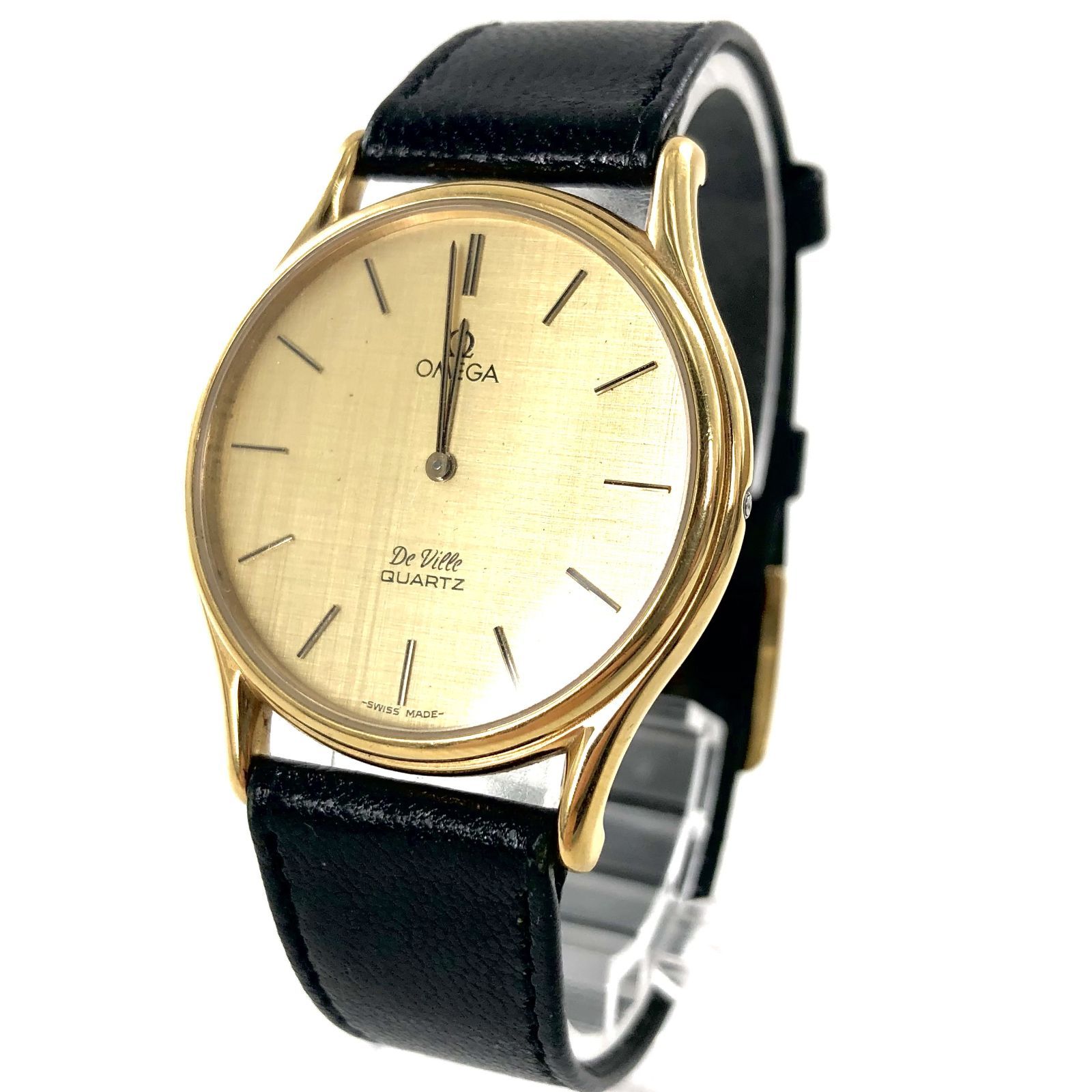 OMEGA オメガ Deville デヴィル 1365 QZ/SS×レザー ゴールド文字盤 