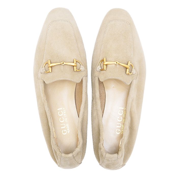 GUCCI グッチ　ゴールド ホースビット スエード ローファー 36 1/2 グッチ ホースビット 1953〕メンズ ローファーブラック スエード